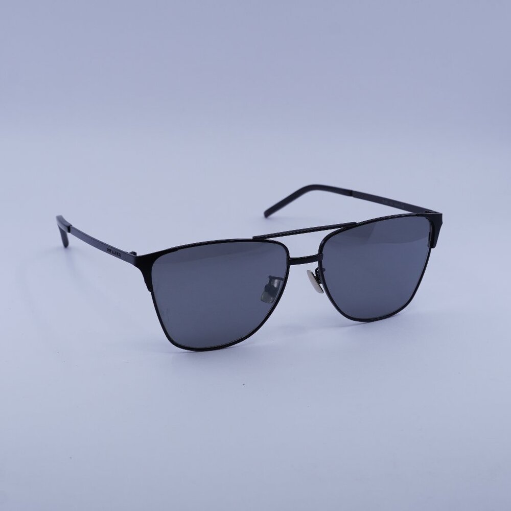 Saint Laurent SL280 002 Sunglasses Black Aviator Frame, Silver Mirror Lenses